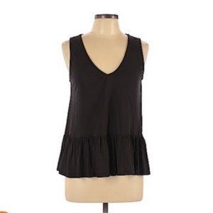 Harlowe & Graham Black Ruffle Tank Top Blouse